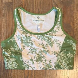 Tuckernuck Green and White Floral Activewear Top